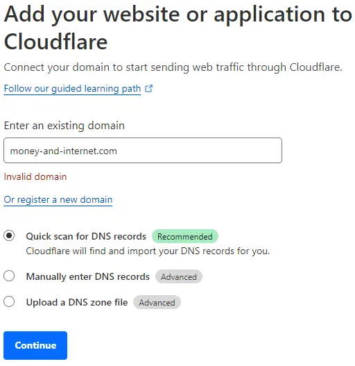 добавляем сайт в cloudflare