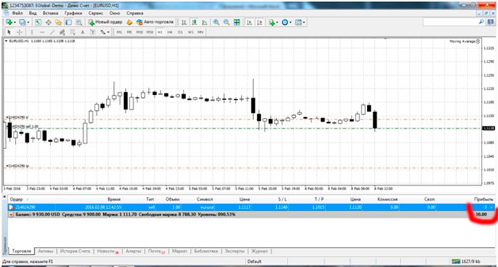 Metatrader 4 - прибыль в пунктах